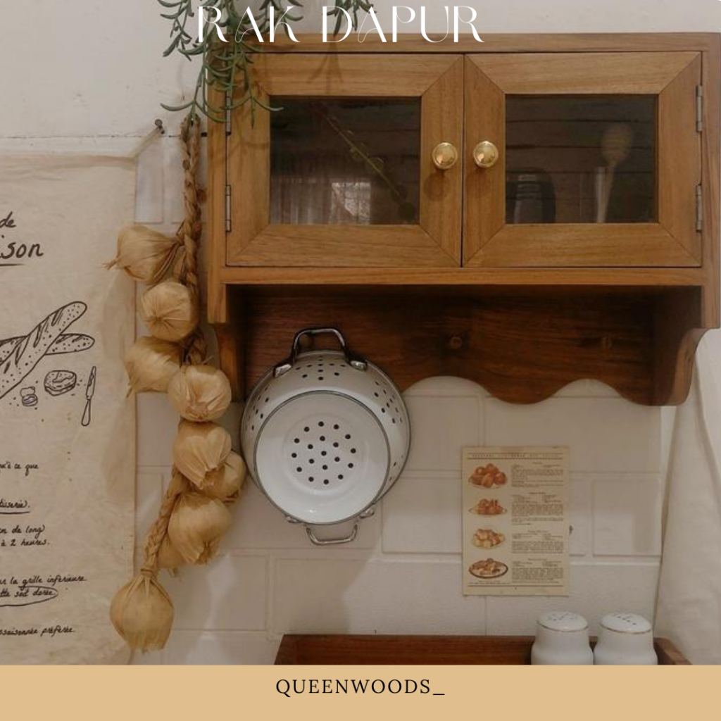 Rak Dapur Gantung Lemari Dapur Dinding Kayu Jati Solid