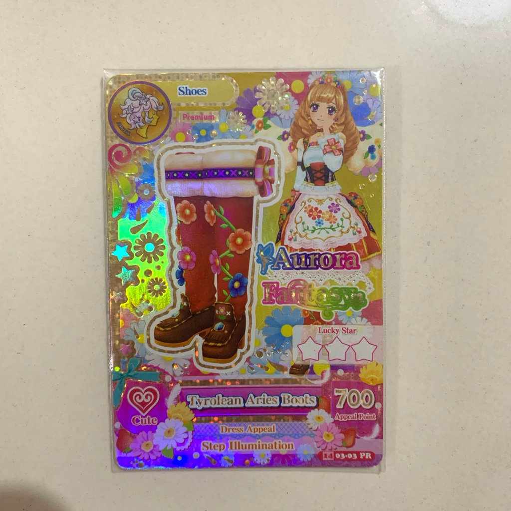 kartu aikatsu card premium premi maria tyrolean aries boots aurora fantasy