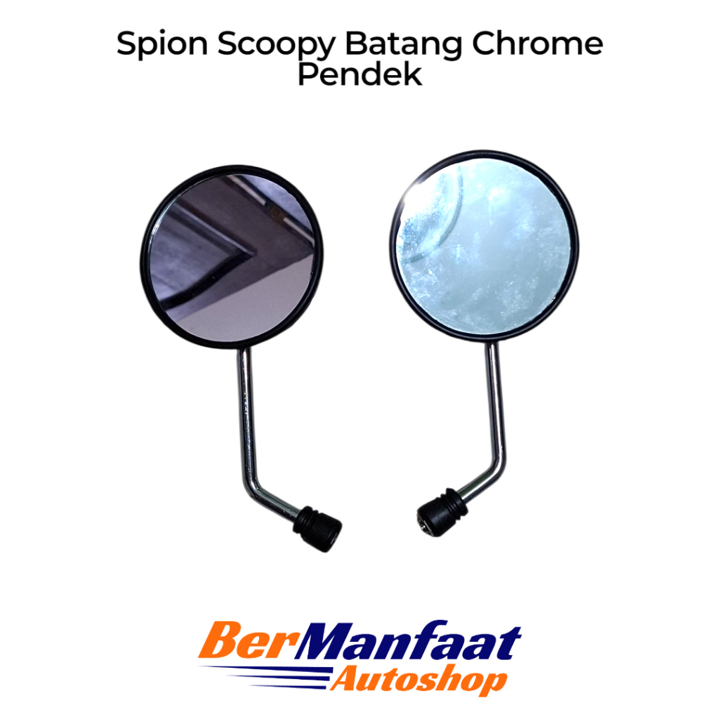 Spion Scoopy Bulat Gagang Chrome Pendek