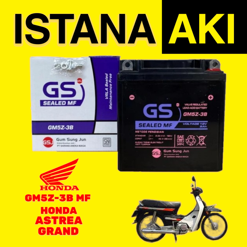 Aki Motor Honda Astrea Grand GM5Z3B Aki Kering Accu Kering MF