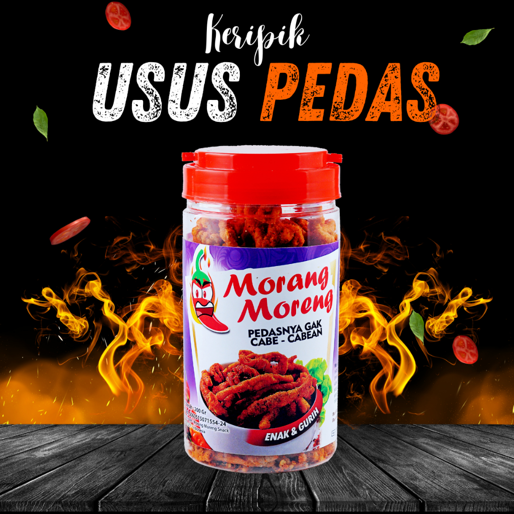 Keripik Usus Pedas Daun Jeruk Toples 200Gr Morang Moreng / Usus Krispi Viral Kekinian