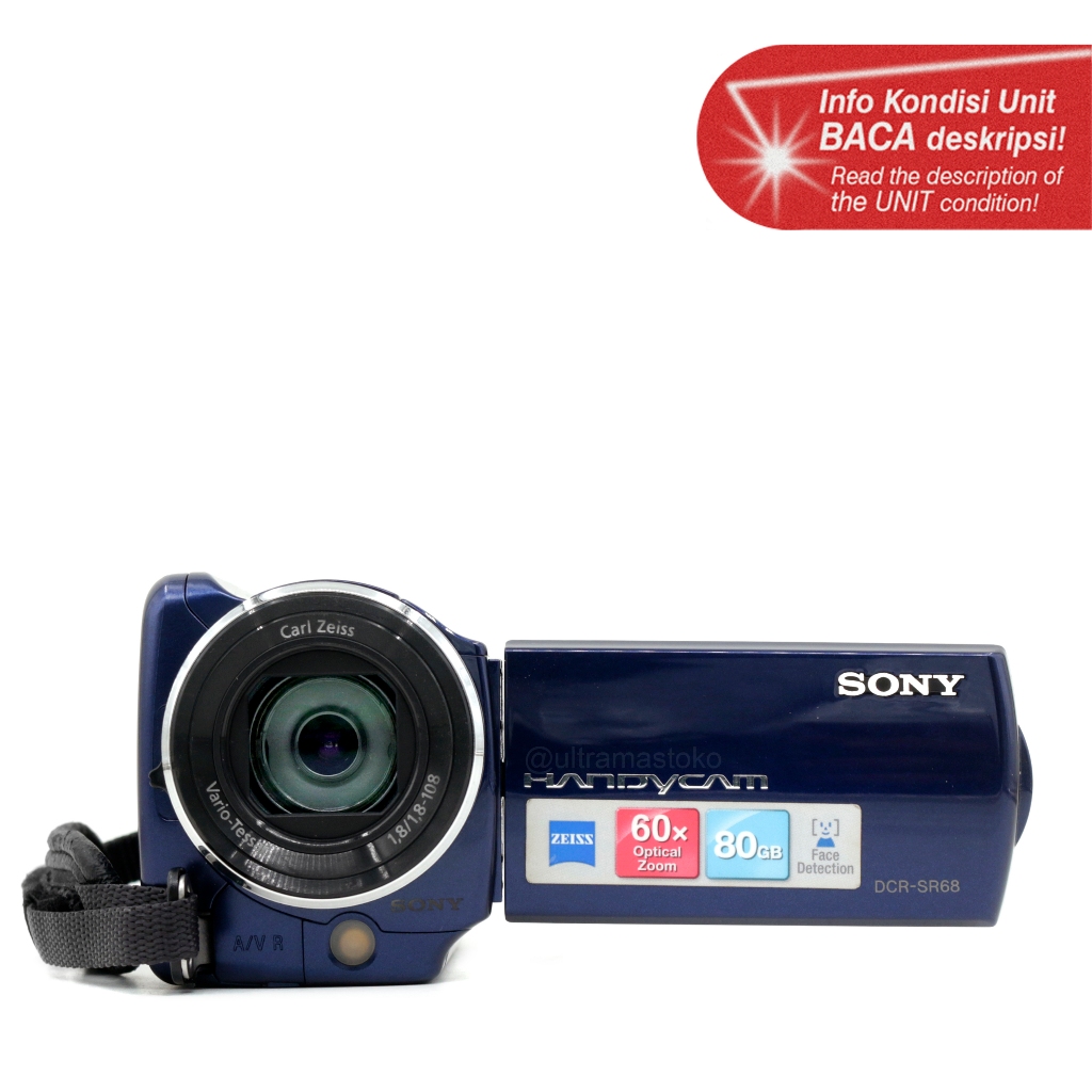 Kamera Video SONY Handycam DCR-SR68 (Biru) Standard Resolution dengan Internal HDD Aktif 30GB - Camc