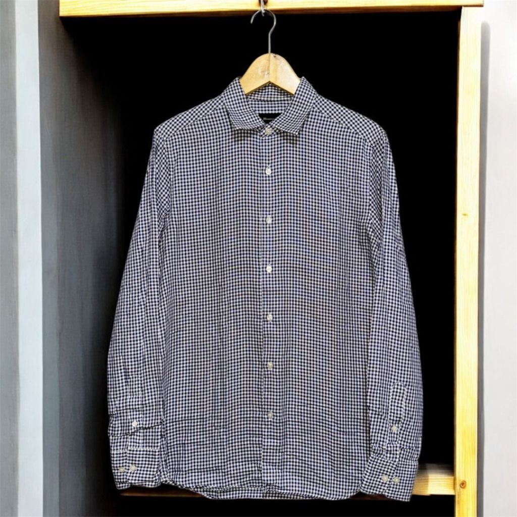 MASSIMO DUTTI Gingham Men's Shirt Long Sleeve | kemeja lengan panjang pria