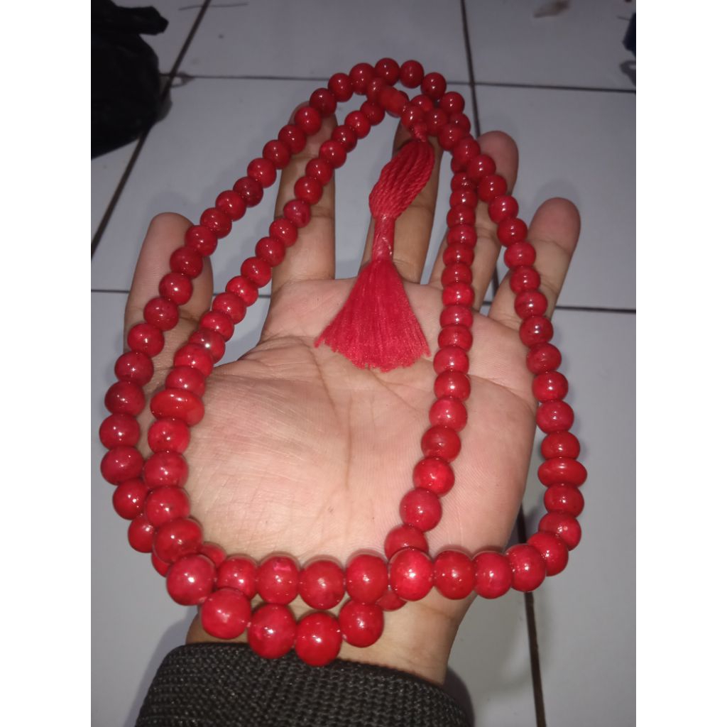 Tasbih batu marjan merah natural Original