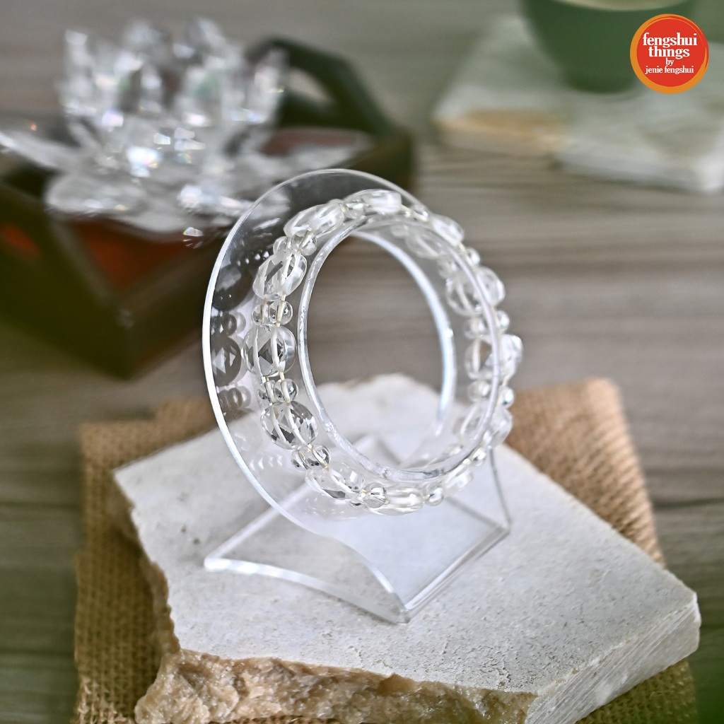 Gelang Crystal Quartz Stone Bening Feng Shui