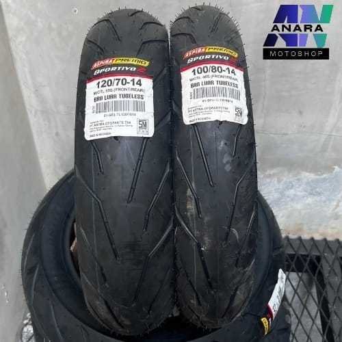 PAKETAN BAN MATIC DEPAN BELAKANG VARIO 150 VARIO 160 PCX 150 ASPIRA PREMIO SPORTIVO 2 UKURAN 100/80-