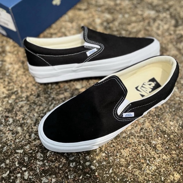 Vans Premium 98 Reissue Slip On Black White Original Resmi