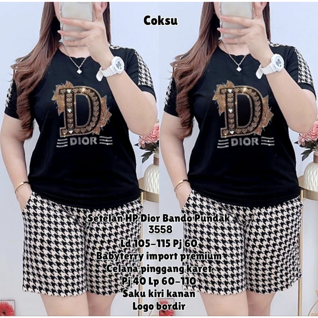 SETELAN PENDEK WANITA STANDAR KOMBINASI BORDIR KAOS BABYTERY PREMIUM TEBAL HALUS