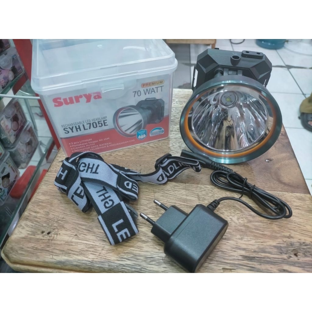 SENTER KEPALA CAS SURYA 70 WATT+ IKAT KEPALA