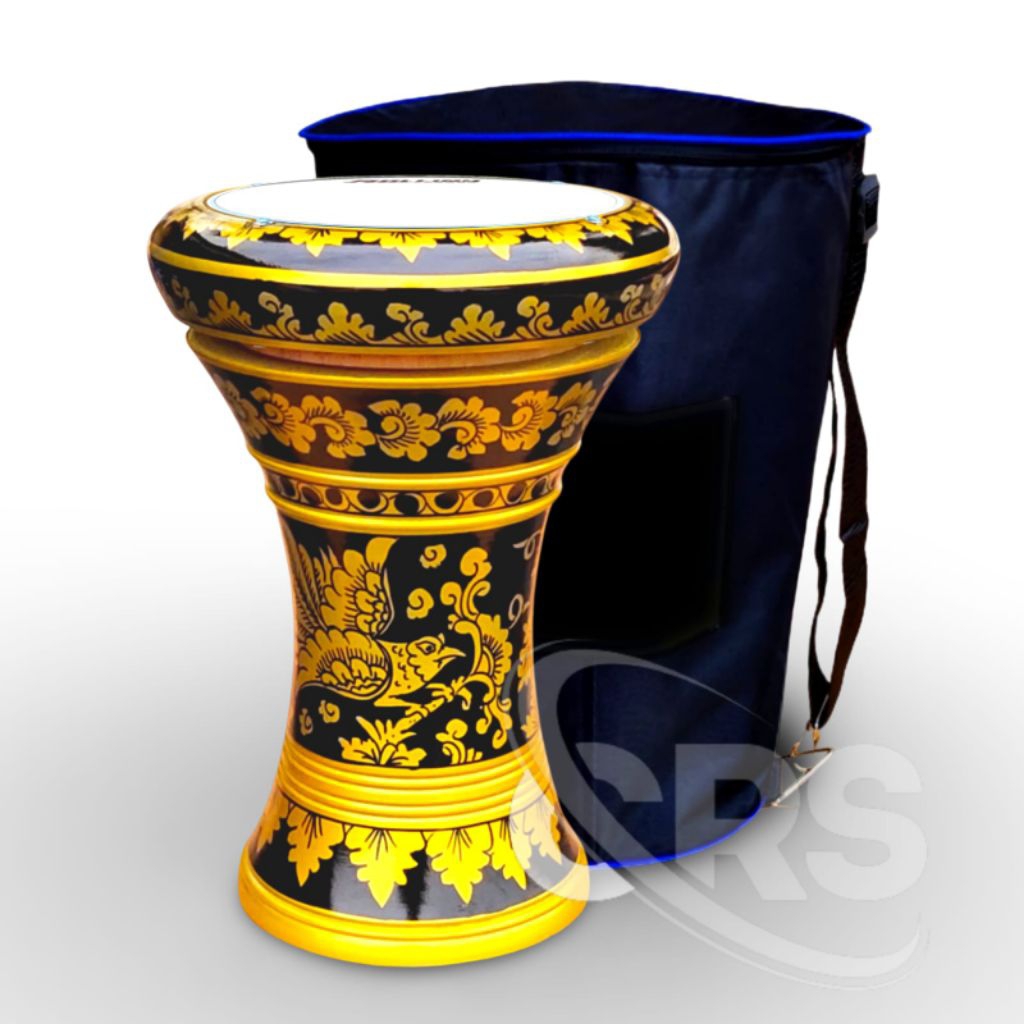 Darbuka Kayu 6 Dan 8 inch Warna Gold Head Putih Alat Musik Marawis Hadroh Rebana