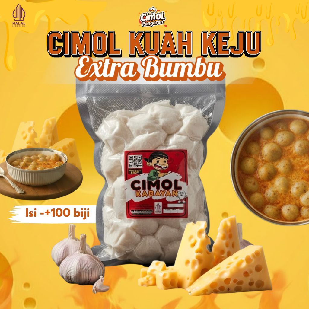 cimol Bandung mentah cap Kabayan 500gr extra bumbu keju | cimol kuah keju