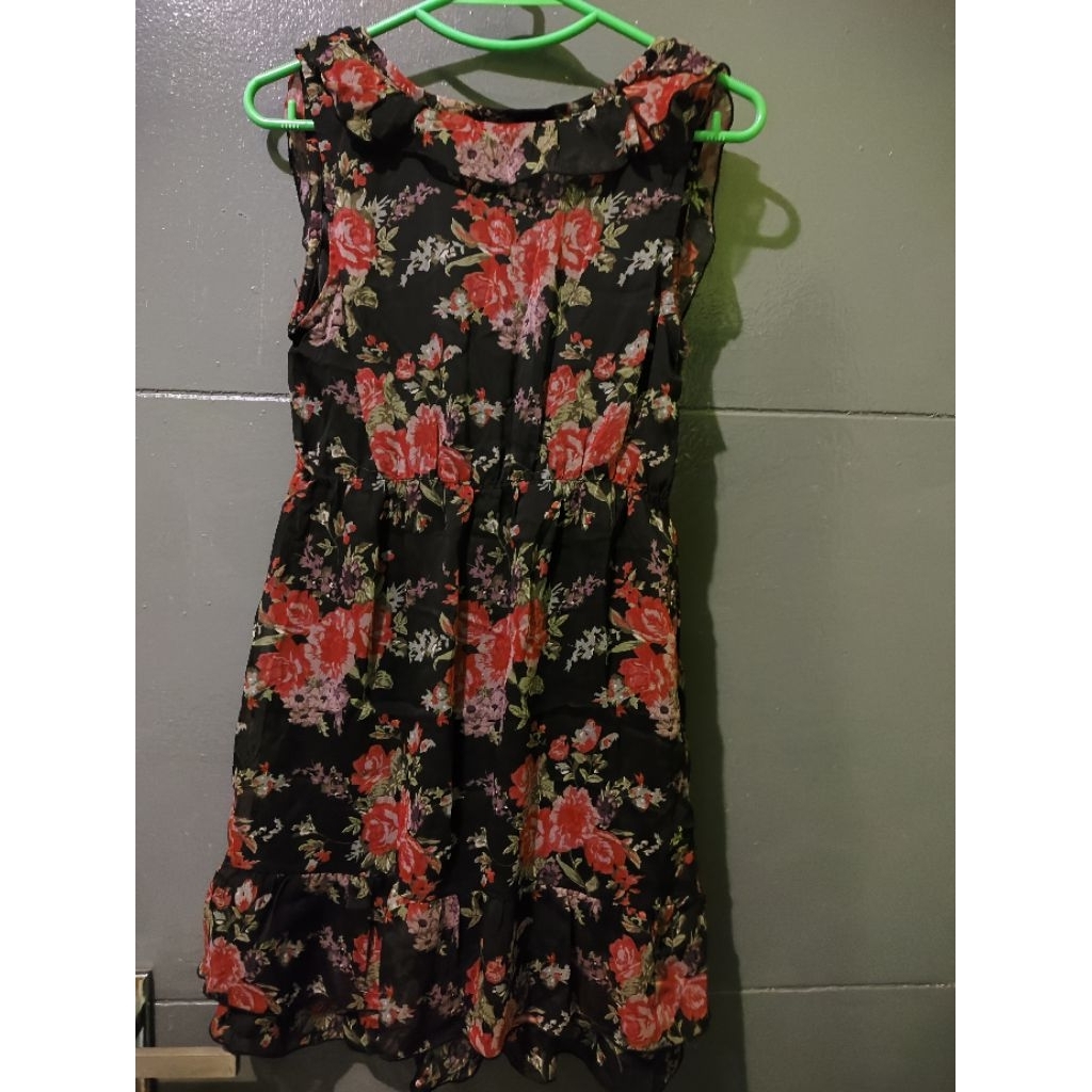 (SECOND) Dress Gaun Wanita Motif Bunga