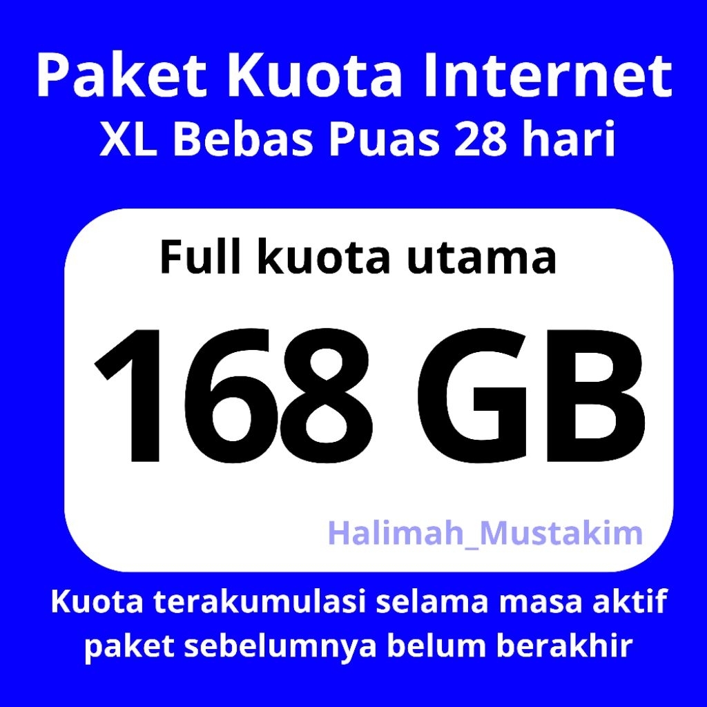 Paket Data / Kuota Internet XL 168 GB Data | Bebas Puas Triple berubah jadi Double Kuota (Kuota utam