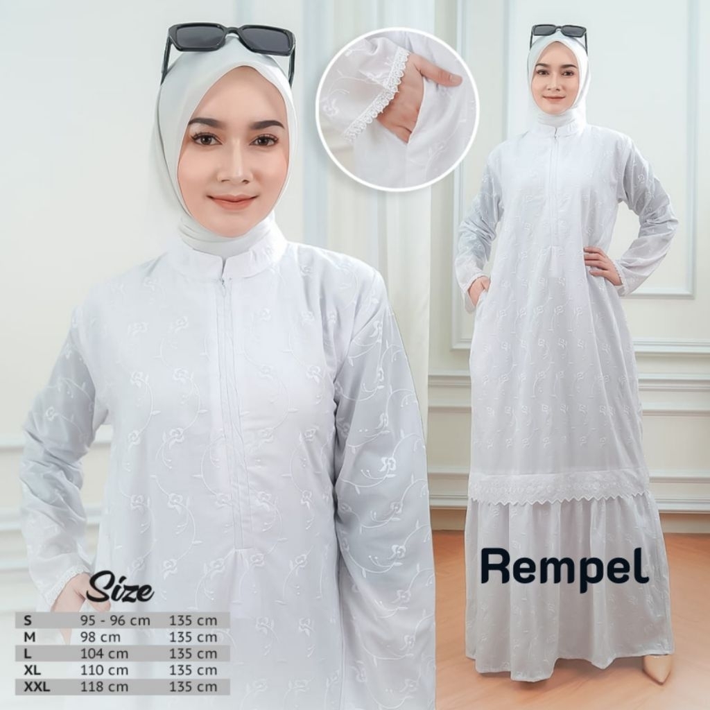 ADeliya _ Seroja Gamis Polos Hitam / Gamis Katun Bordir