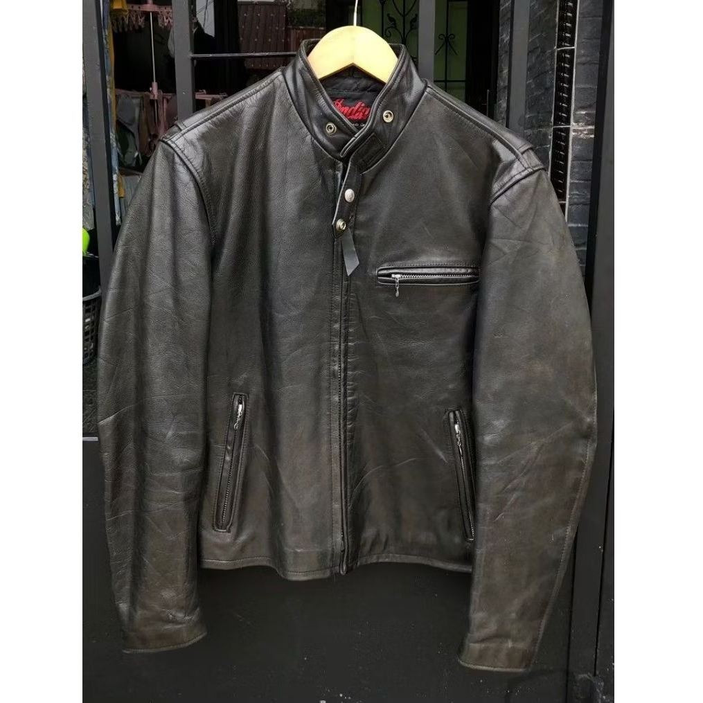 Vtg Indian Motorcycle Steerhide Talon Zip Single Rider Jacket X Jaket Kulit Avirex Harley Davidson R