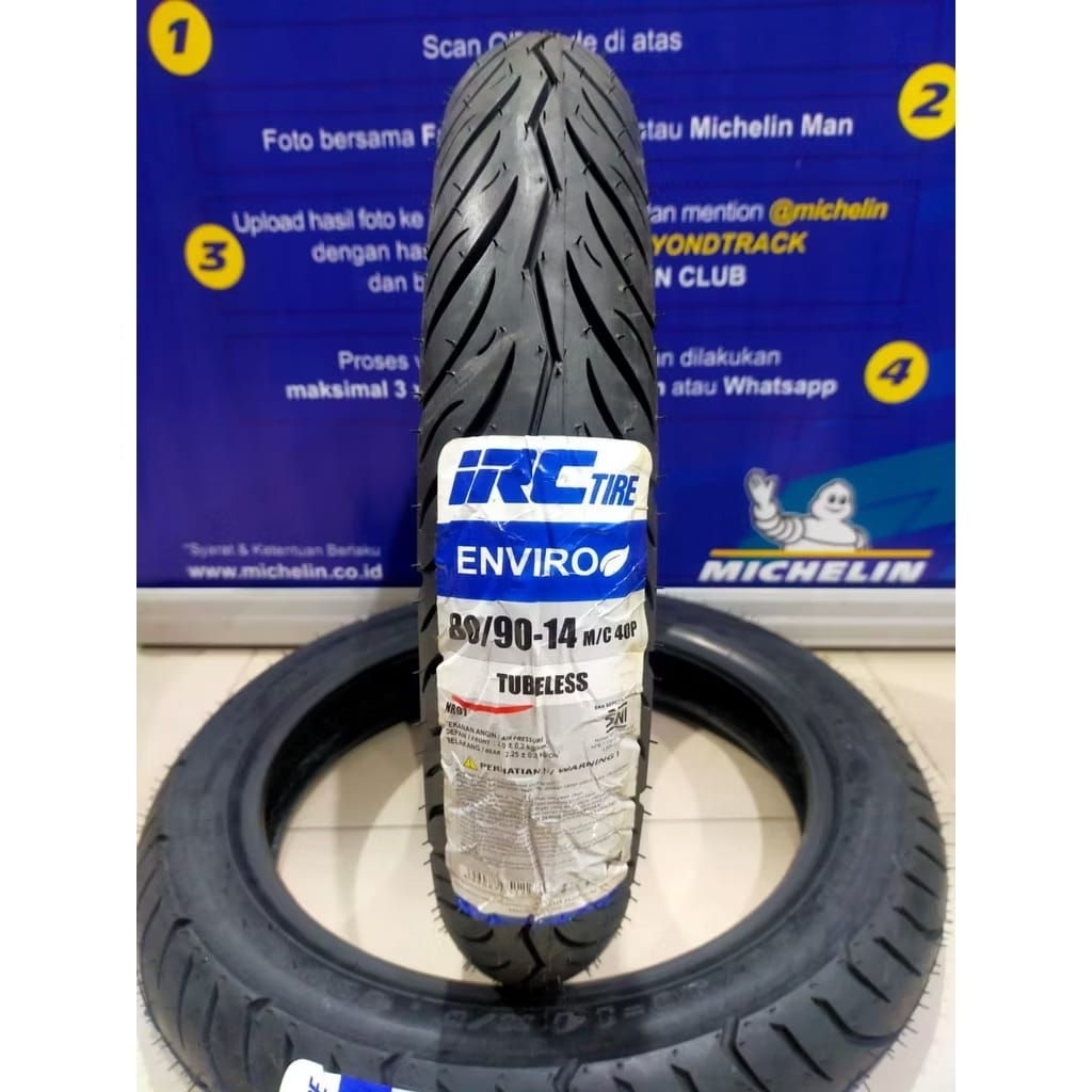 BAN LUAR DEPAN MATIC IRC TUBLES 80/90-14 ENVIRO BAN DEPAN VARIO VARIO 125 BEAT BEAT FI SPACY SCOOPY 