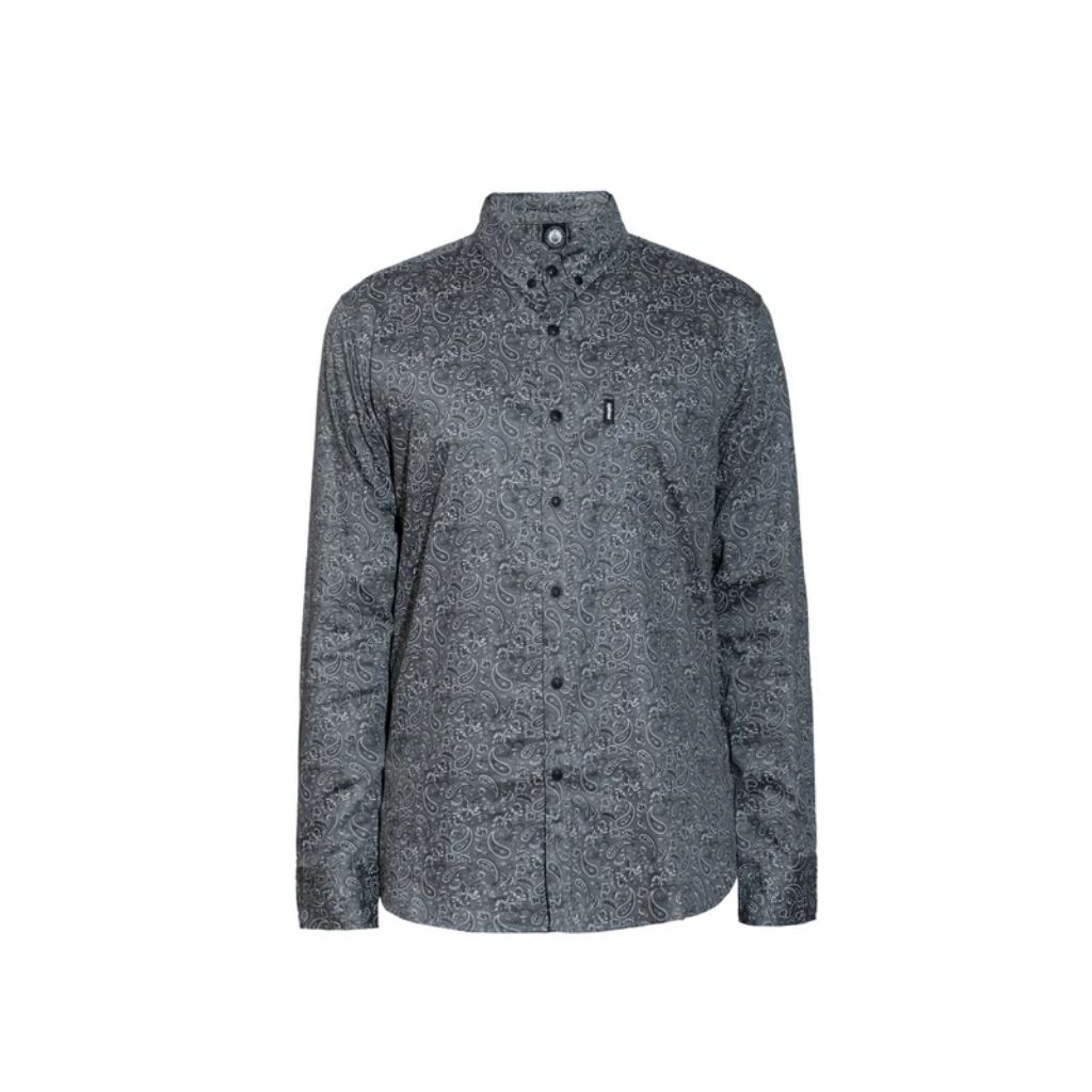 Prung Knut Kemeja Paisley Pattern Grey Batik Formal