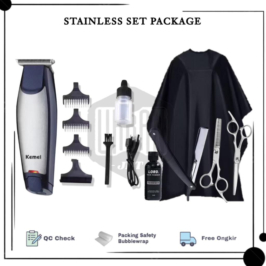 Mesin Cukur Rambut Kemei KM-5021 Alat Cukuran Elektrik Cordless Hair Clipper Cas Portable Lengkap Gu