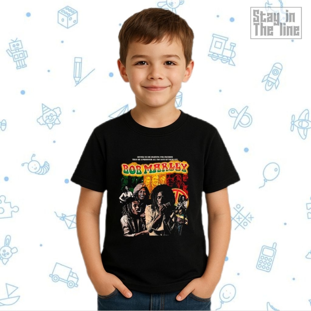 Baju anak Bob marley jamaica reage usia 2-11 tahun premium cotton