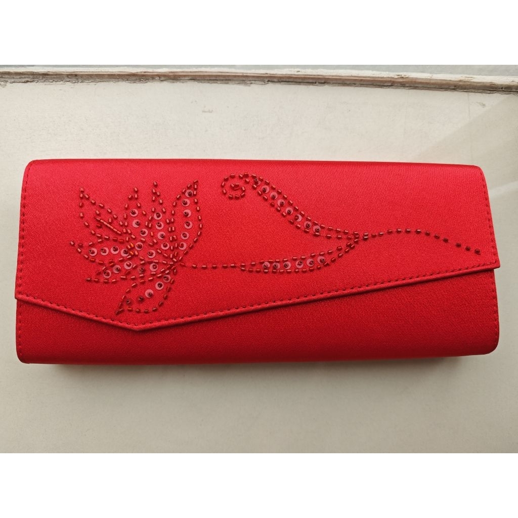 NEW Tas clutch pesta kondangan warna merah cabe
