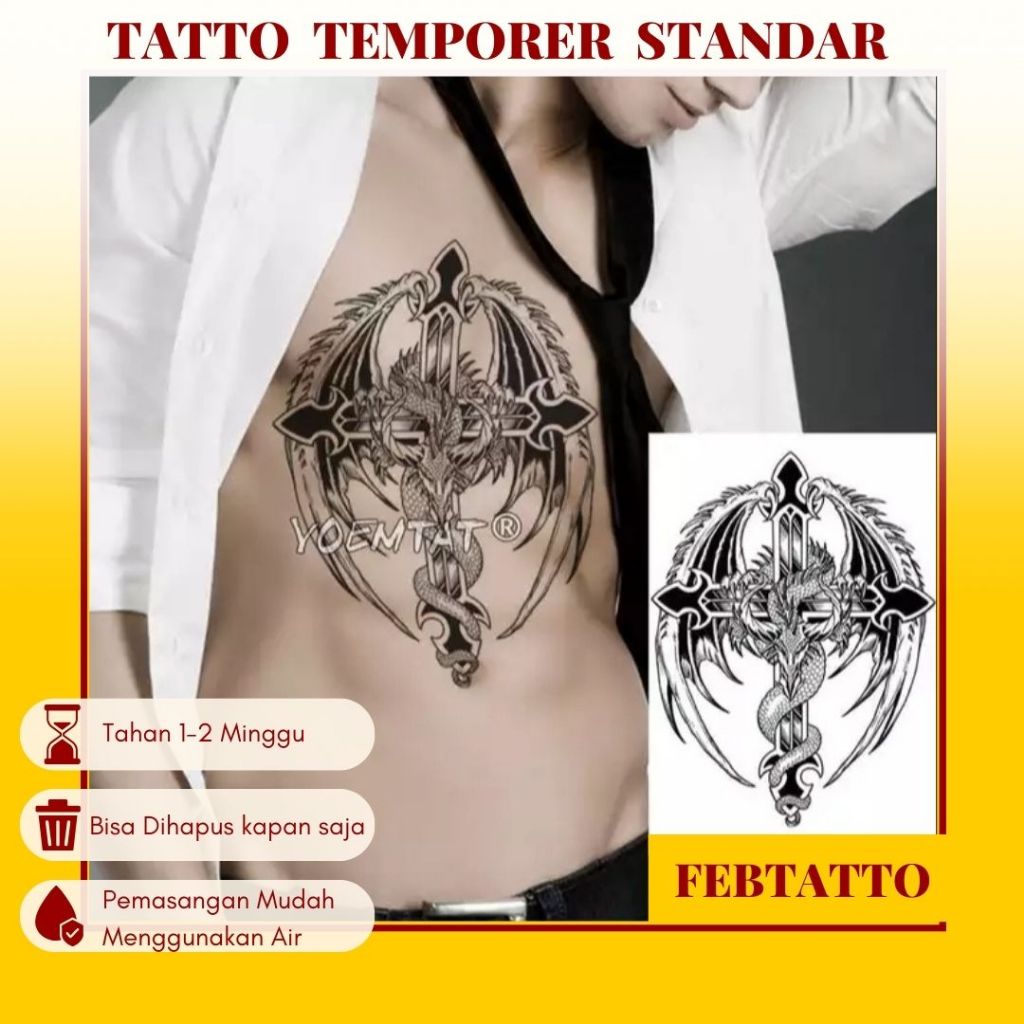Temporary Tattoo Basic Size 21cmx15cm Halal Temporary Tattoo sayap TH 538