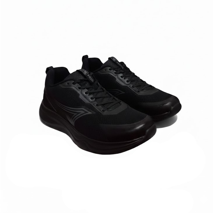 Sepatu Sneakers Dewasa Sepatu Ardiles Full Hitam Dan Hitam Putih Tali Flasher