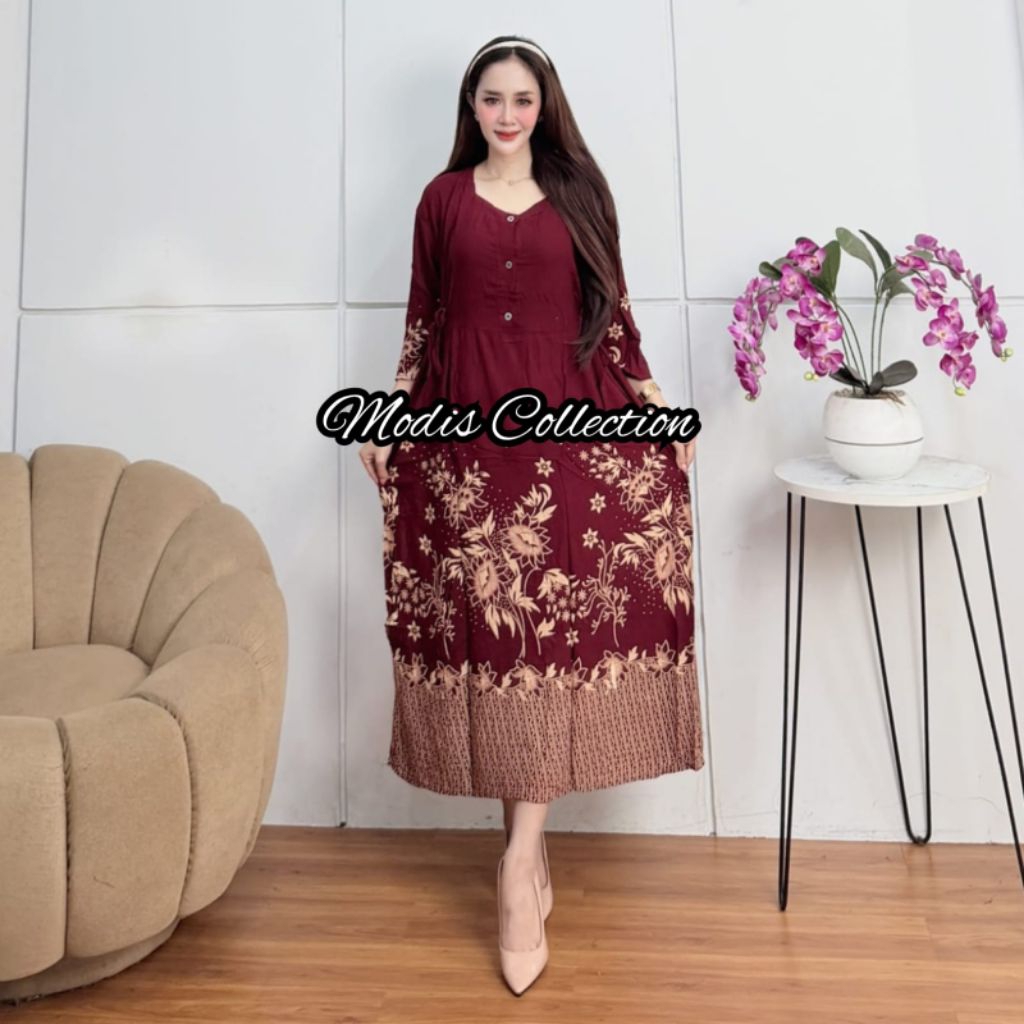 Daster Chibi Jumbo Lengan Pendek  3/4 Model Dress Cabutan Pinggang Tali Samping Kanan Kiri Dada Kanc