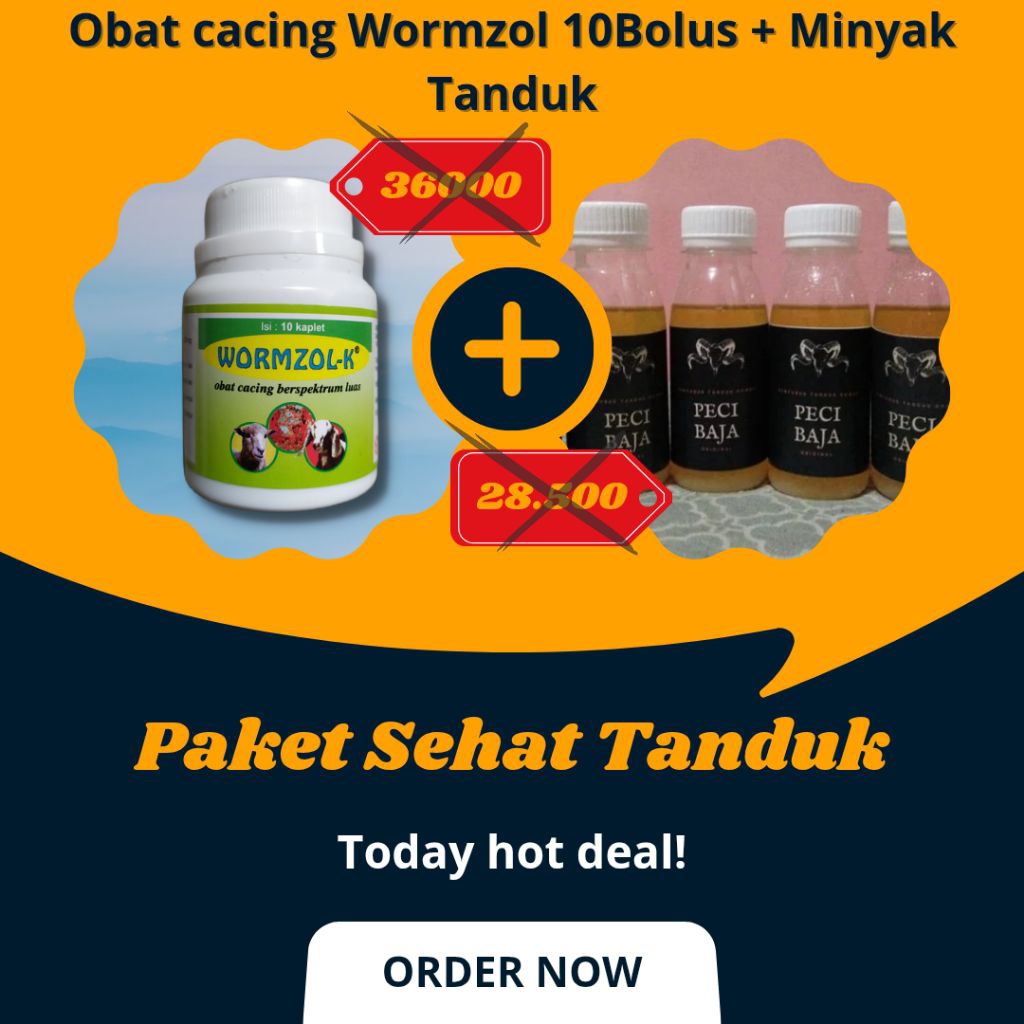 Paket Obat cacing Wormzol K 10 bolus dan Minya penyubur tanduk domba garut