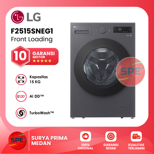 MESIN CUCI FRONT LOADING LG KAPASITAS 15 KG F2515SNEG1 GARANSI RESMI (MEDAN)