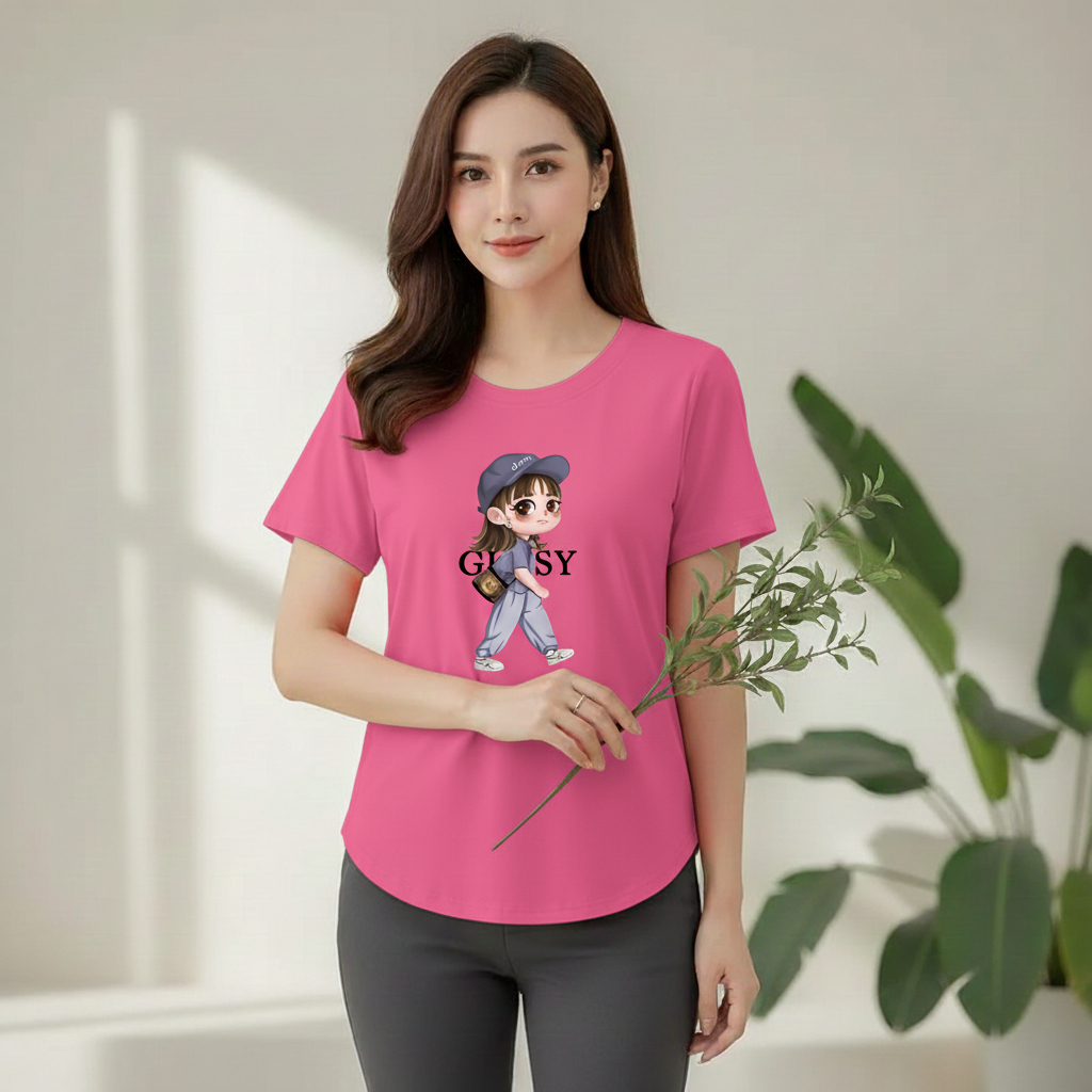 Atasan Wanita Kaos CrewNeck Oval DIGITAL PRINTING OBLONG KAOS