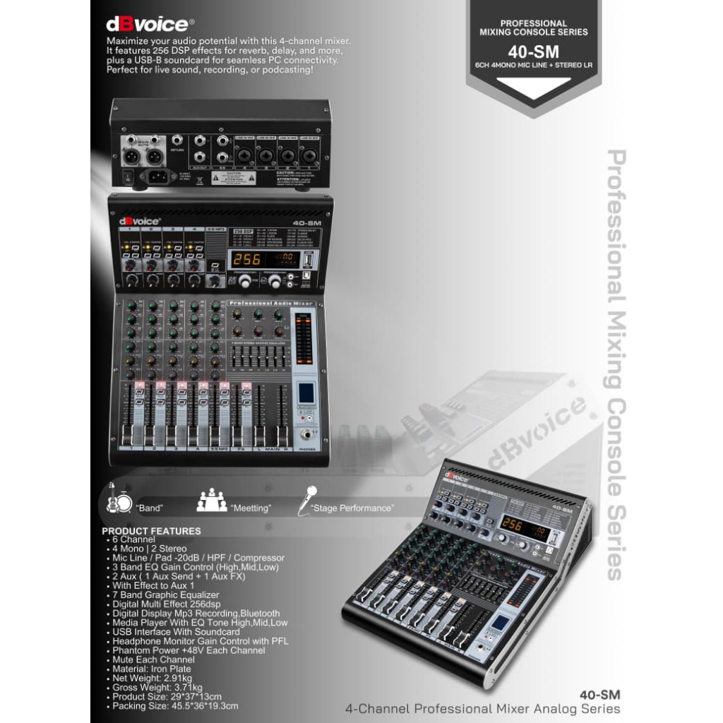 Terbaru Professional Mixer Analog 256dsp 4Channel Model 40-SM Original dBvoice