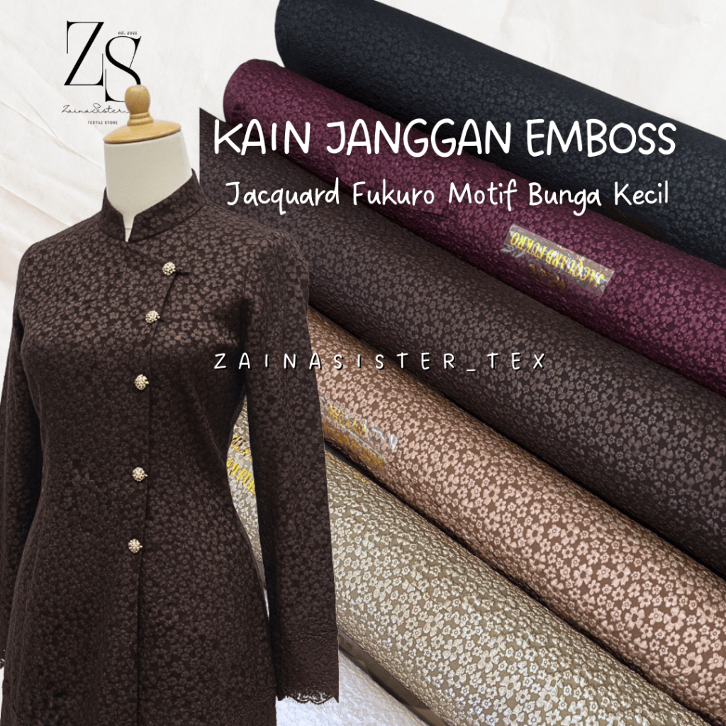 Kain Bahan Kebaya Janggan Jacquard Fukuro Emboss Kain Janggan Emboss