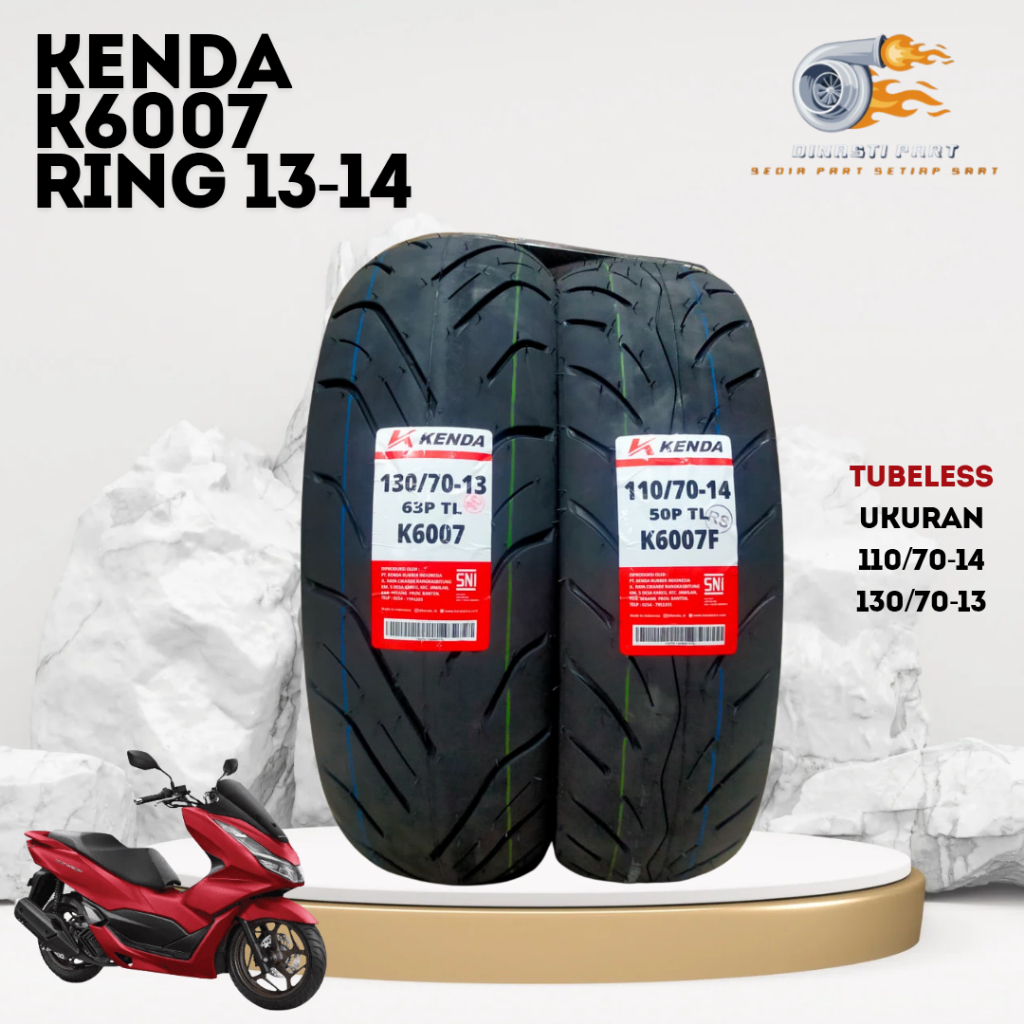Paket Ban Motor PCX KENDA K6007 Ring 13 dan Ring 14 Tubeless ukuran 130/70-13 110/70-14