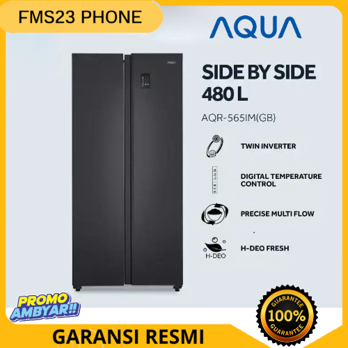 Kulkas AQUA Side By Side 2 Pintu 565IM (GB) 480 L garansi resmi