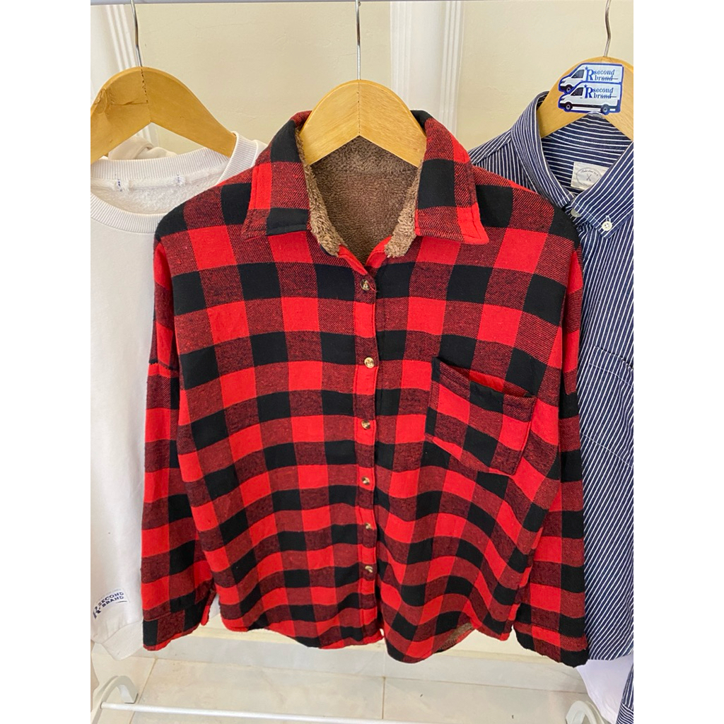 flannel sherpa red vintage