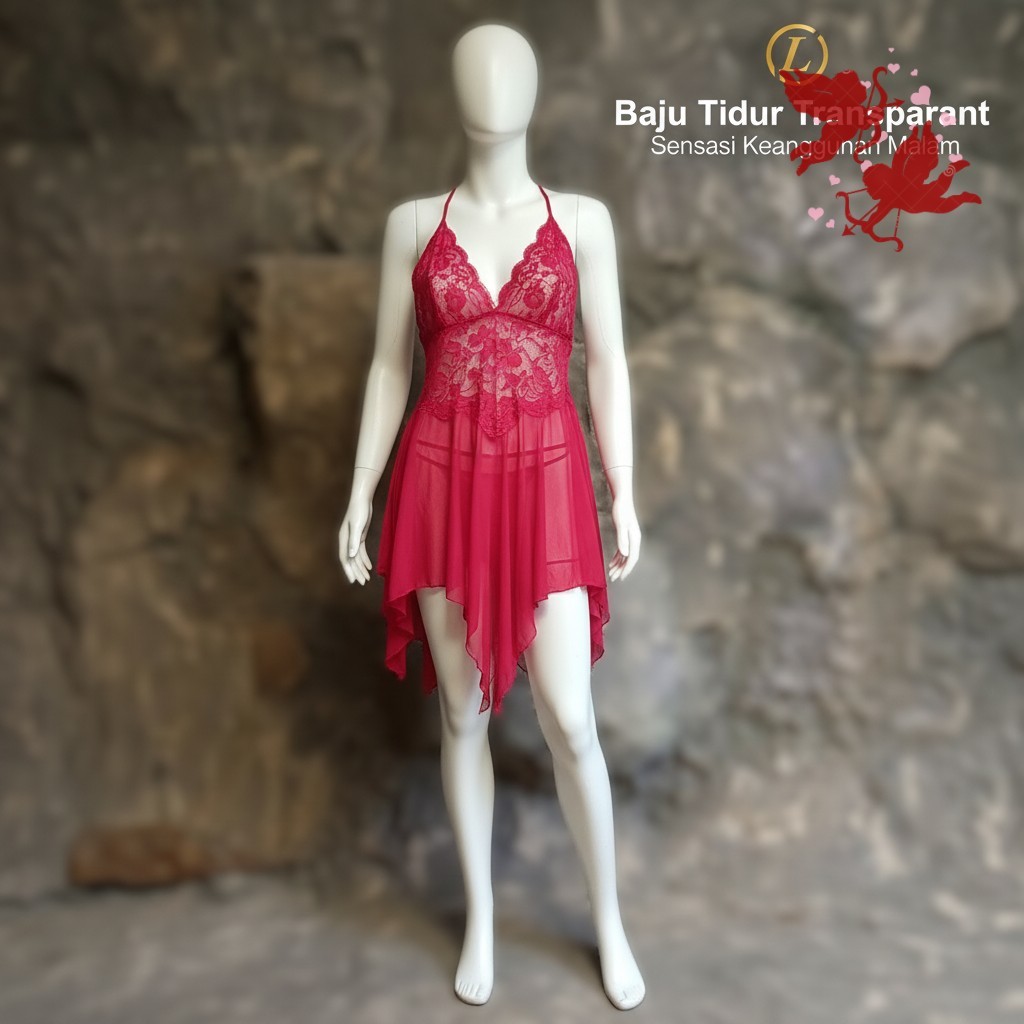 Baju Tidur Lingerie Transparan Belakang Tali Silang - Belah depan Dada Kebawah LST8942
