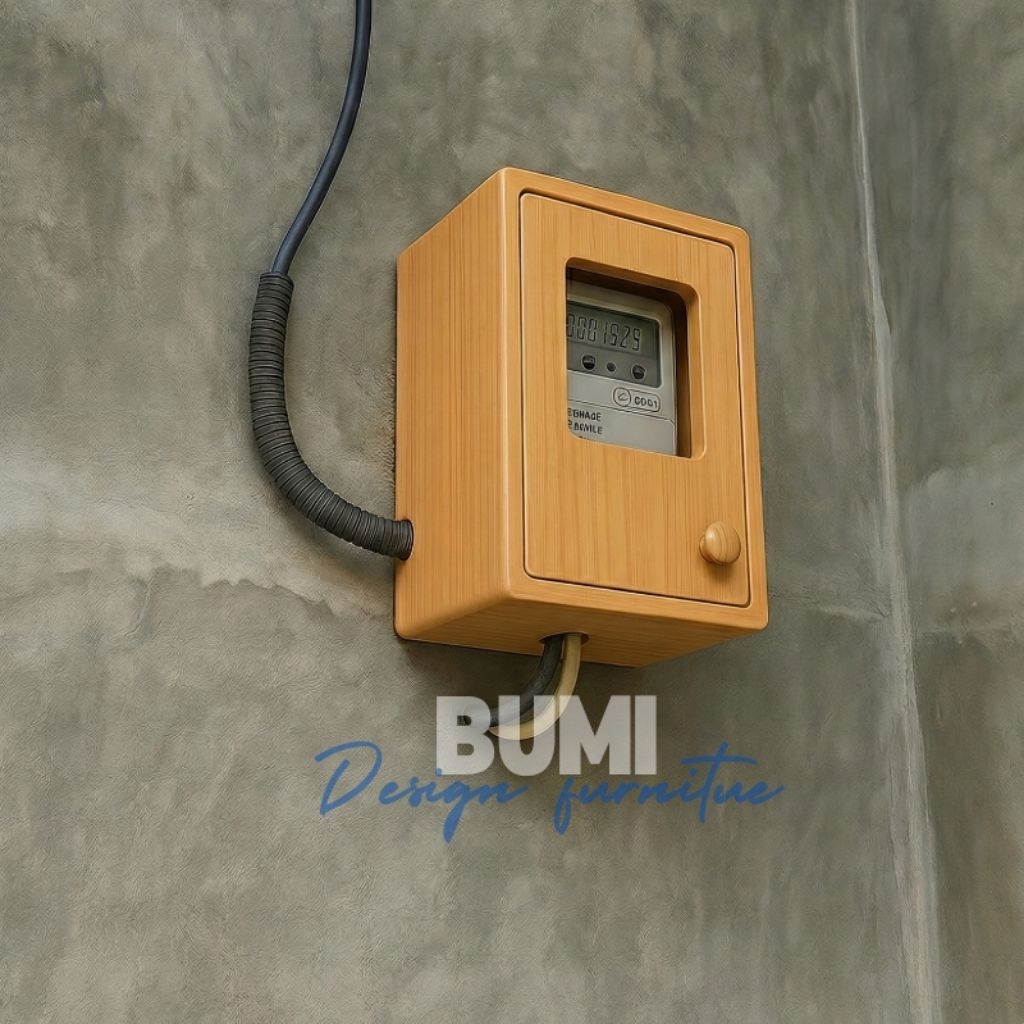 ​Box Tutup Meteran Listrik Token Kayu Plywood Minimalis Aesthetic Cover KWH Meter Pulsa Dekorasi Din