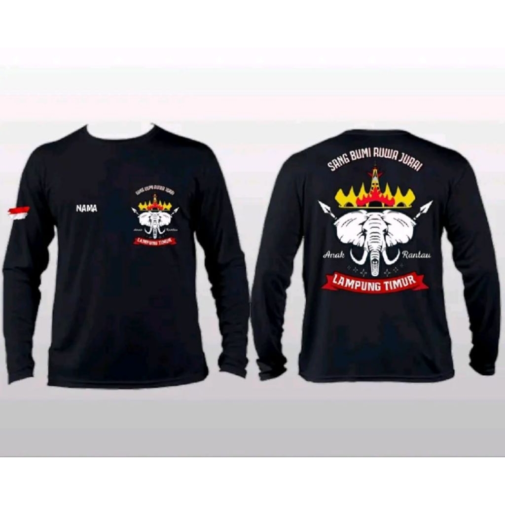 Kaos Lengan Panjang  Sang Bumi Ruwa Jurai Anak Rantau Lampung Utara Kaos Distro Unisex Pria Wanita F