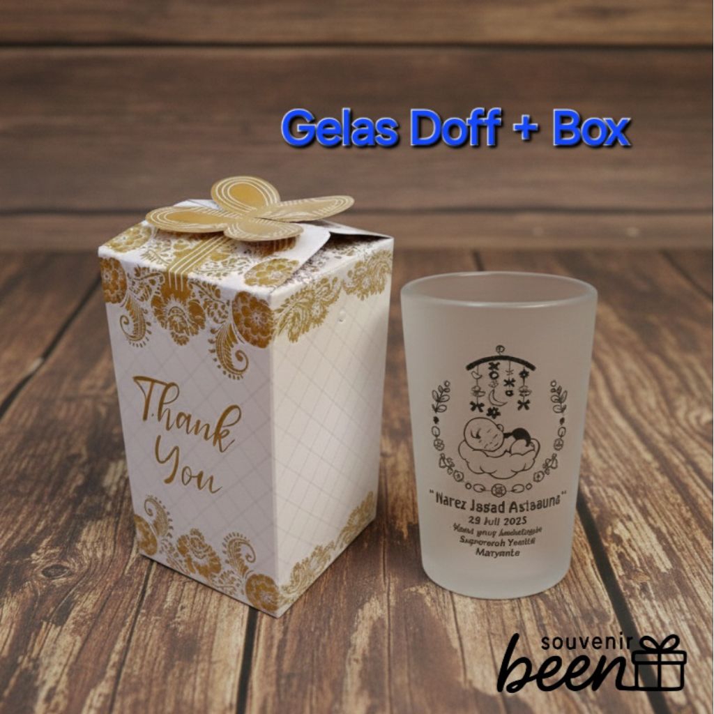 Gelas Doff Sablon Box cantik
