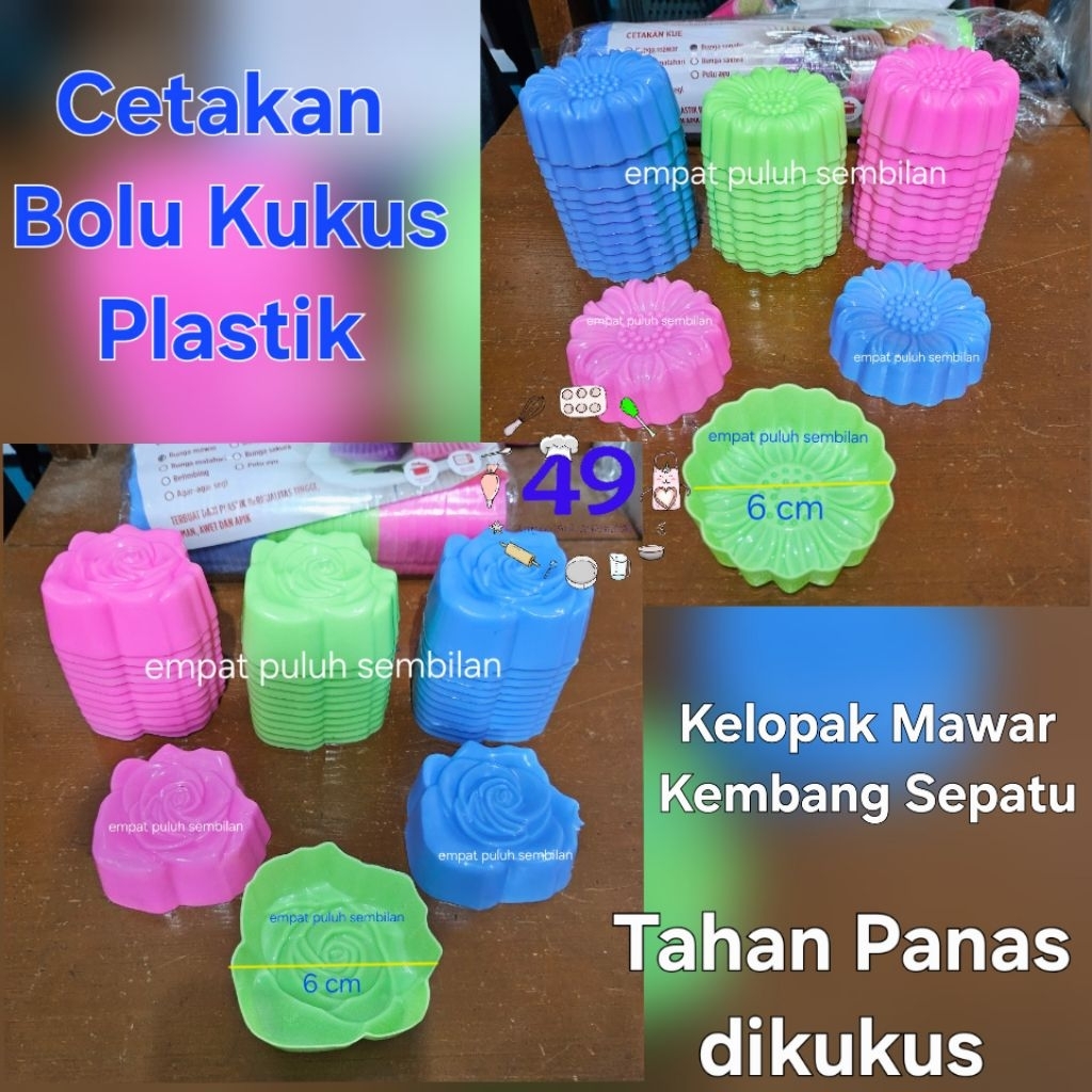 Cetakan Mawar Plastik 6 Cm Bolu Kukus Putu Ayu Kembang Sepatu Puding
