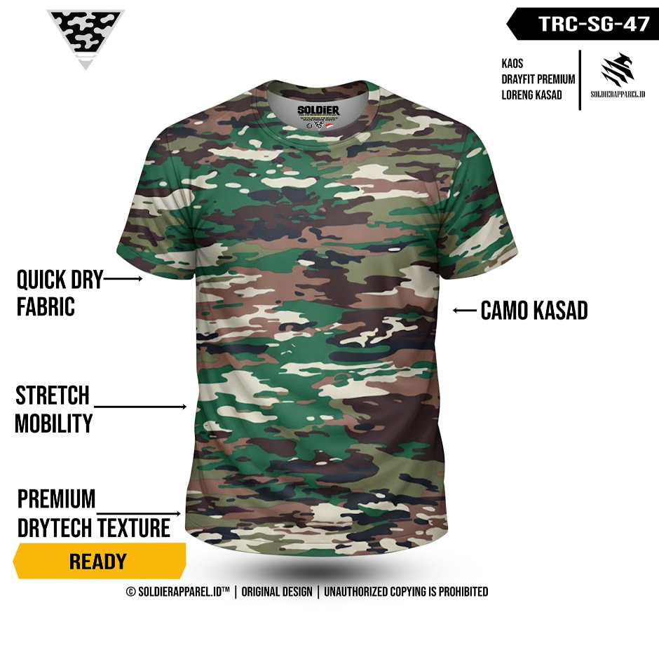 Kaos Loreng dryfit Kasad Terrain Camo Series – Taktikal Elegan & Siap Aksi
