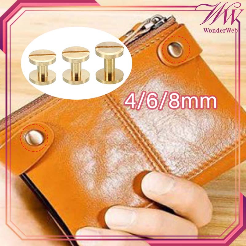 4/6/8mm Baut Ikat Pinggang Kulit 10pcs Dua Sisi Baut Pentol Tas Kuningan Murni Mur Ikat Pinggang
