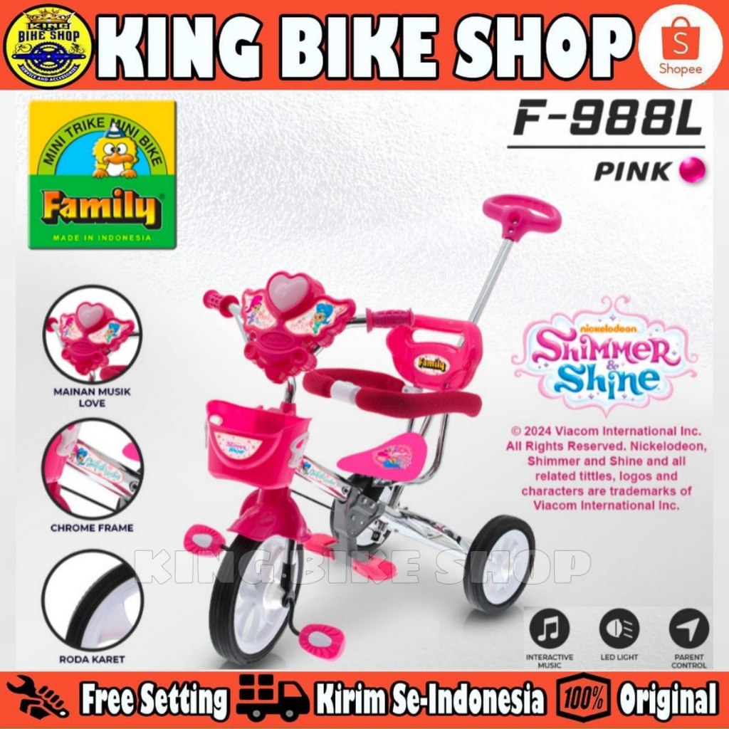Sepeda Roda Tiga 3 FAMILY ARAVA 988 R/L Tricycle Anak Ban Karet Musik
