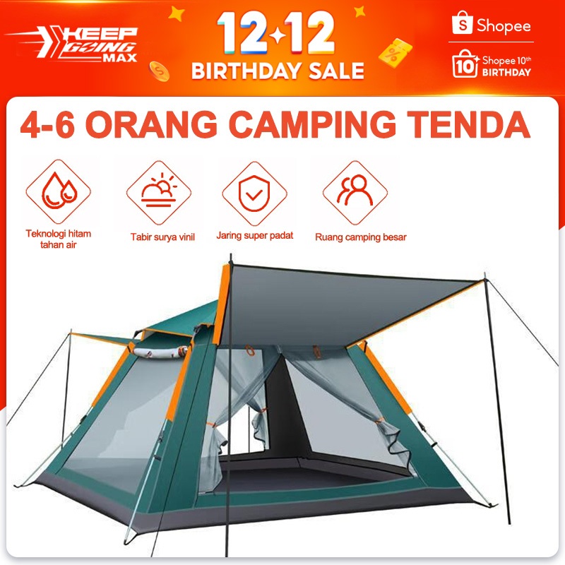 Keep Going Max Tenda Camping 4-6 Orang/Portable Waterproof Camping Tent/Tenda berkemah gunung