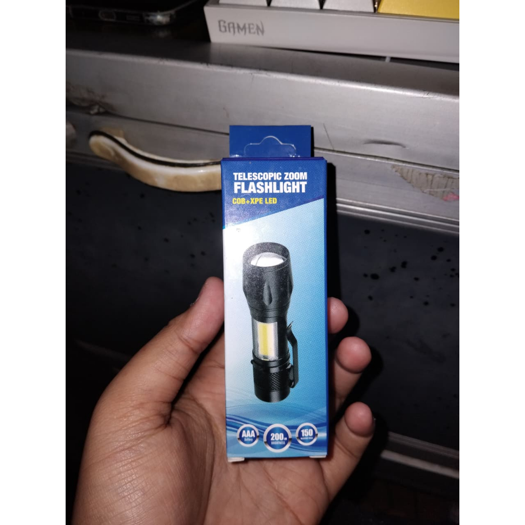 Senter Mini Zoom - Telescopic Zoom Flashlight COB+XPE LED