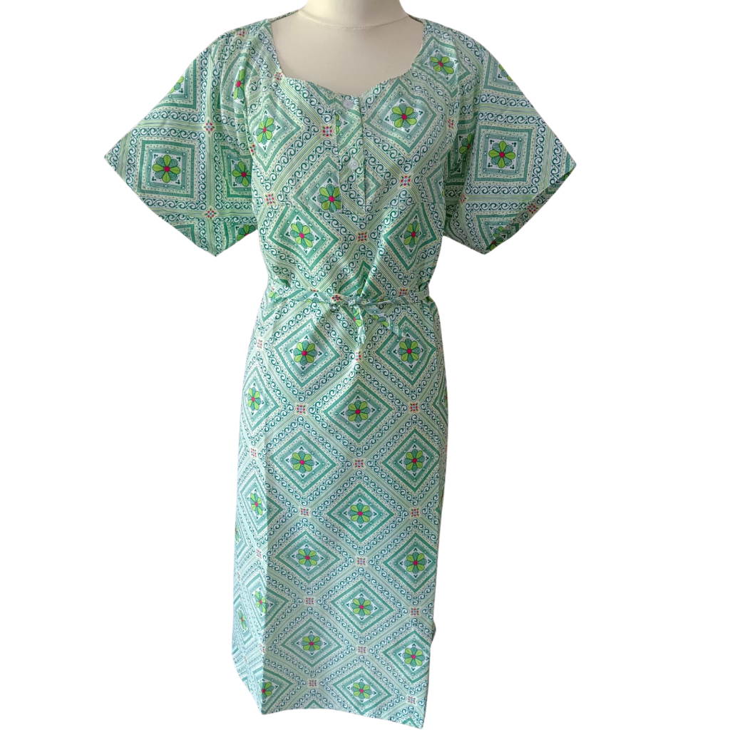 Dress Wanita Lengan Pendek All Size Dres Wanita Lengan Pendek Tali Pinggang Dres Sanatai Dres Tidur