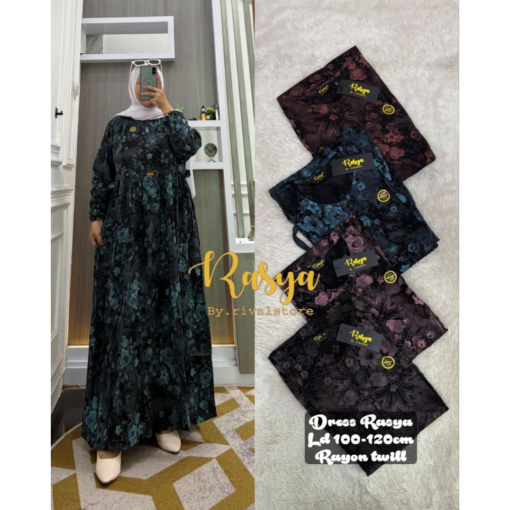 MIDI DRESS RAYON TWILL ARMANY MOTIF IMPORT BUNGA BUNGA RASYA
