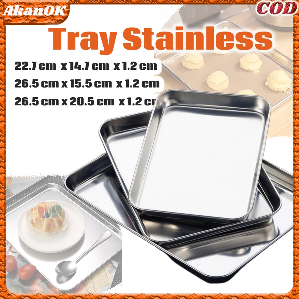 Nampan/Loyang Stainless Steel untuk Oven - Tersedia 3 Ukuran (Kecil, Sedang, Besar) | Cocok untuk Re