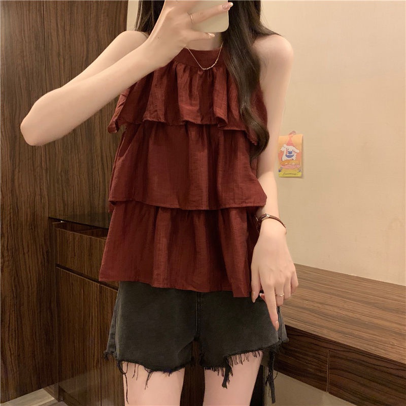 yikoo-Kamisol korea atasan rompi polos elegan wanita baju