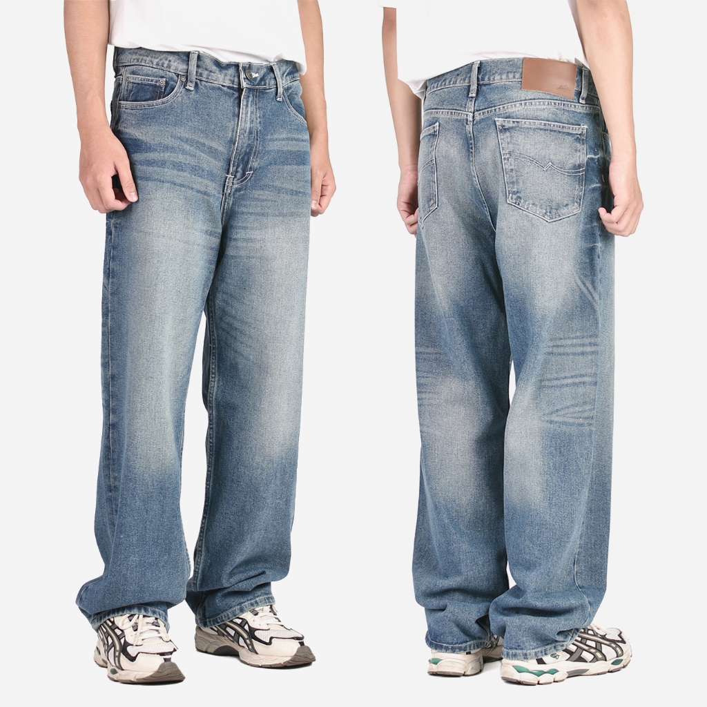 Warning Clothing - Denimes 1.443 Prewashed Non Stretch Loose Fit Straight Jeans Pria Mid Blue